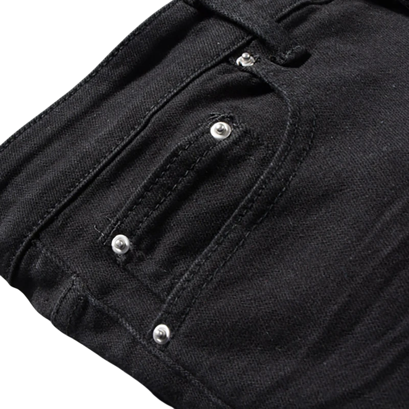 Black patchwork stretch denim jeans