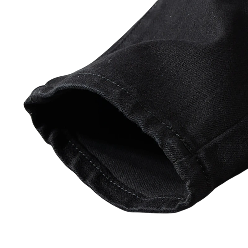 Black patchwork stretch denim jeans