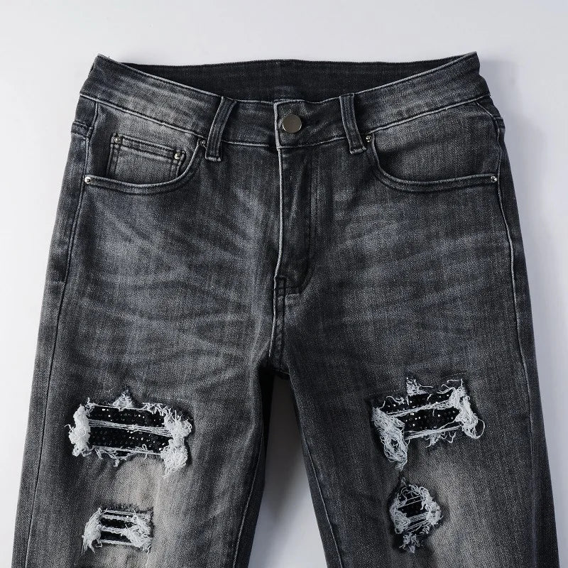 Distressed High Black Jeans