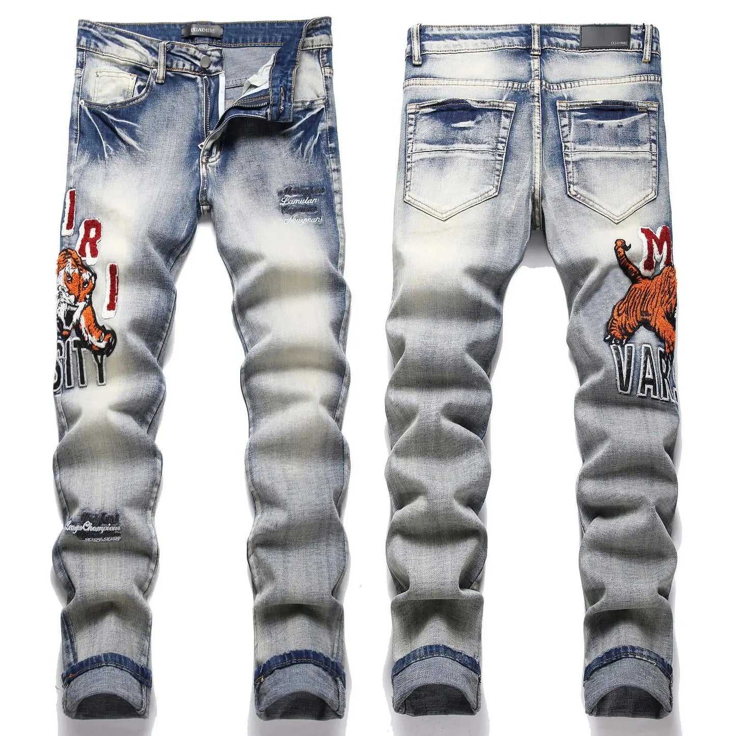 Retro Tiger Embroidered Jeans