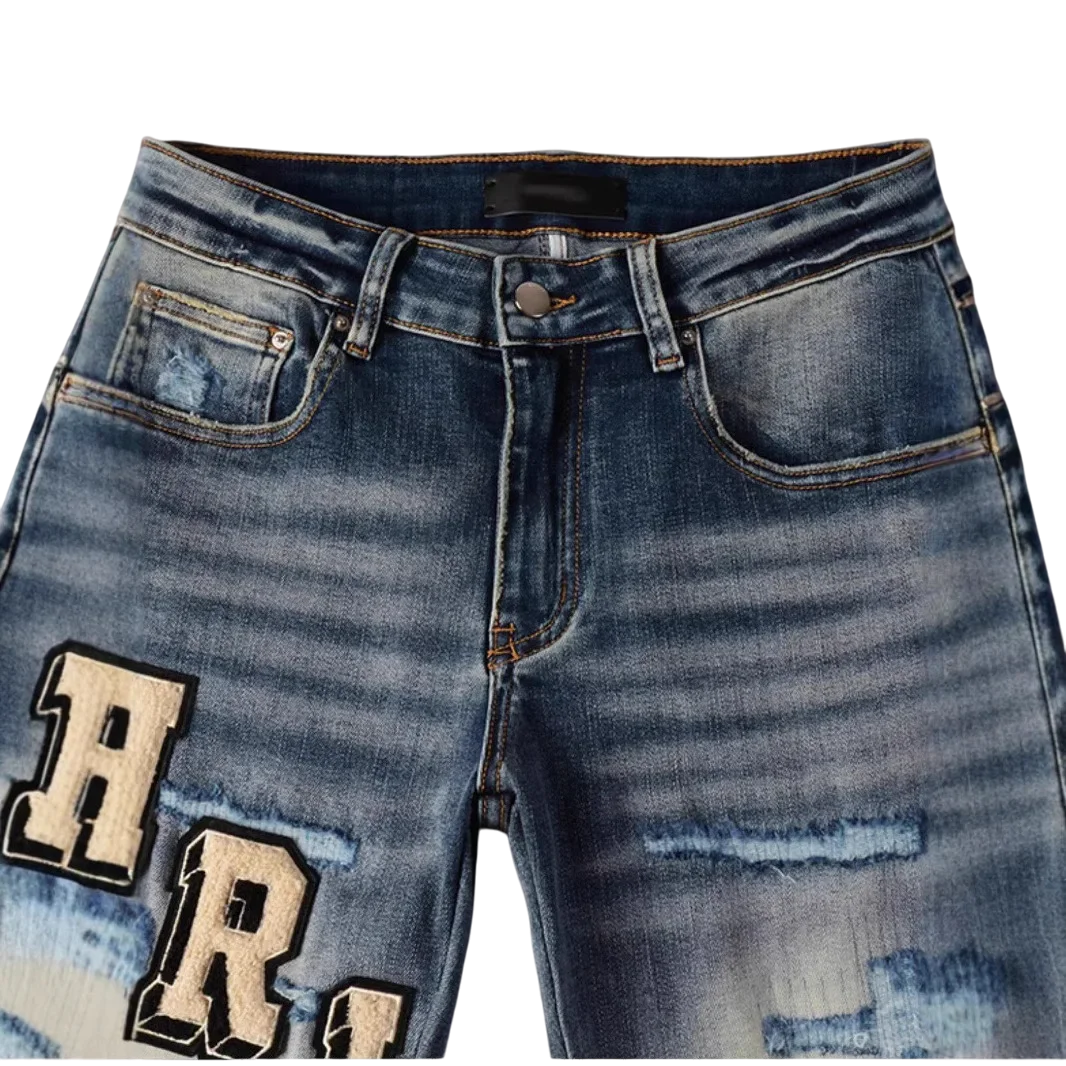 AMR Letter Patch Jeans