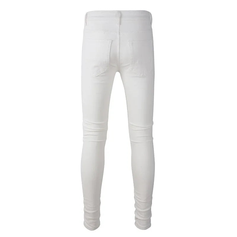 White stretch ripped jeans