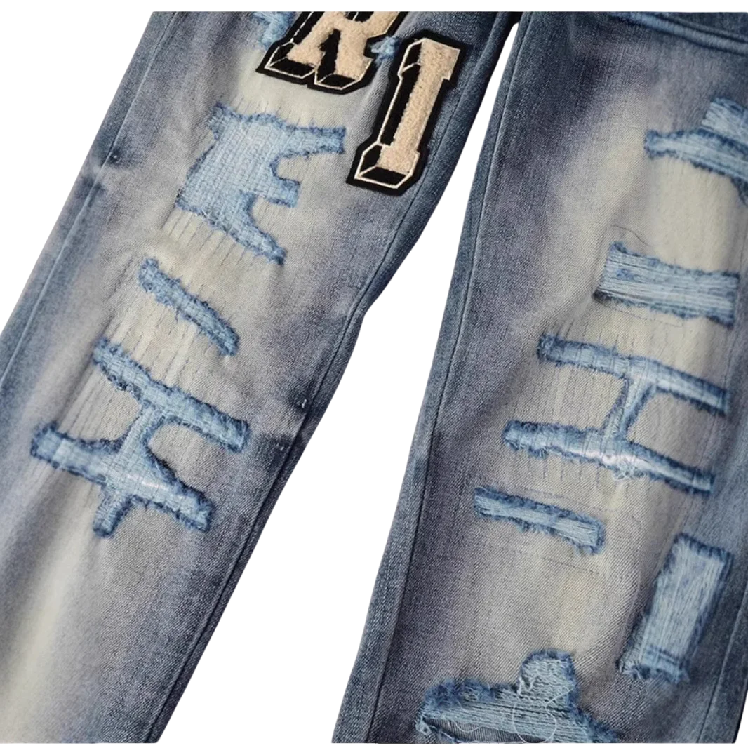 AMR Letter Patch Jeans