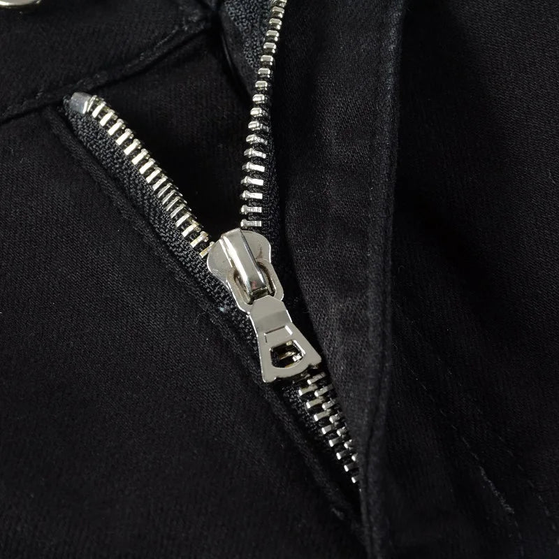 Cracked Silver Leather Patch Jeans