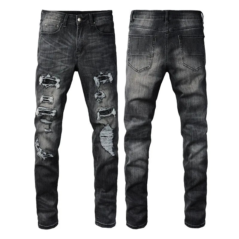 Distressed High Black Jeans