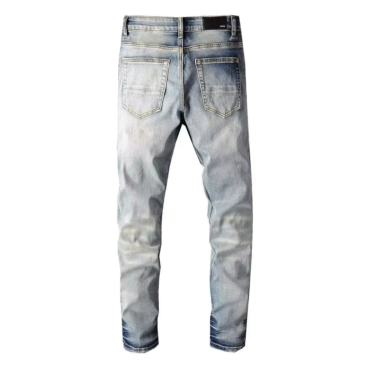 Pink Pleated Patch Ripped Jeans