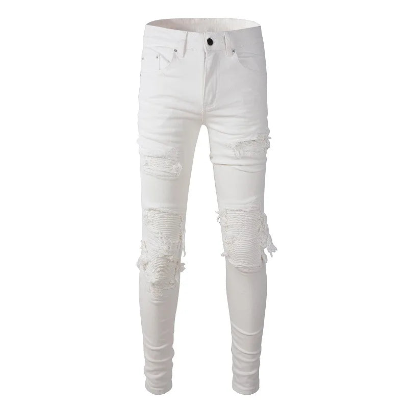 White stretch ripped jeans