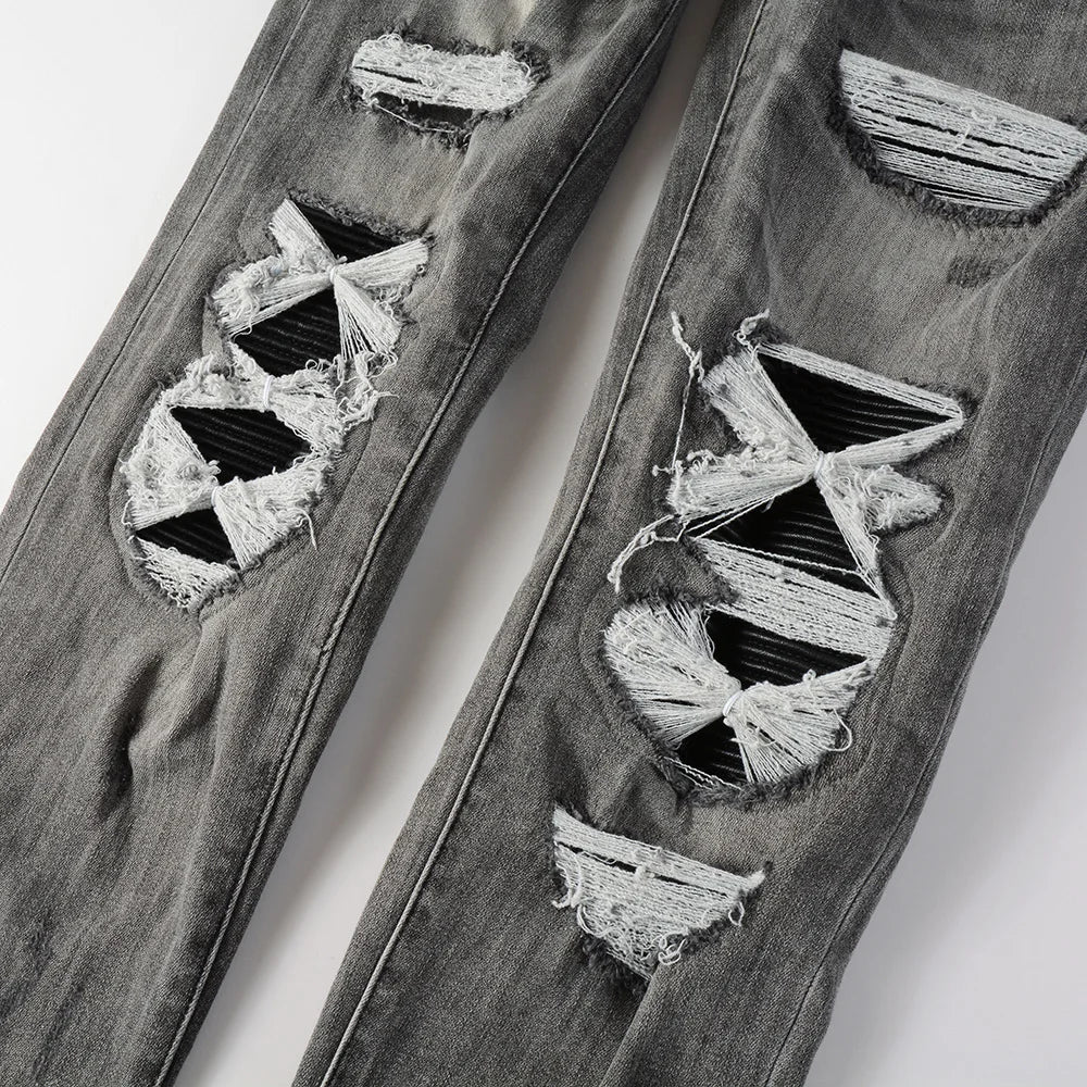 Leather Patch Jeans