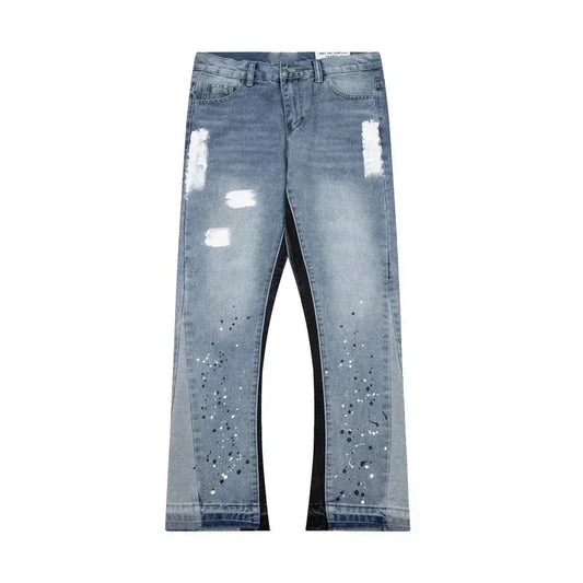 Splashed Ripped Flared Jeans