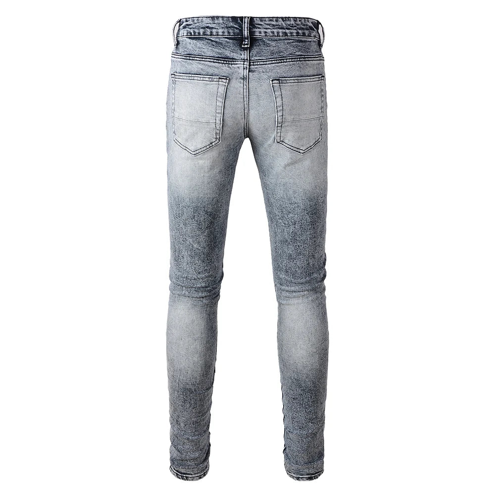 Leather Patch Stretch Denim Jeans