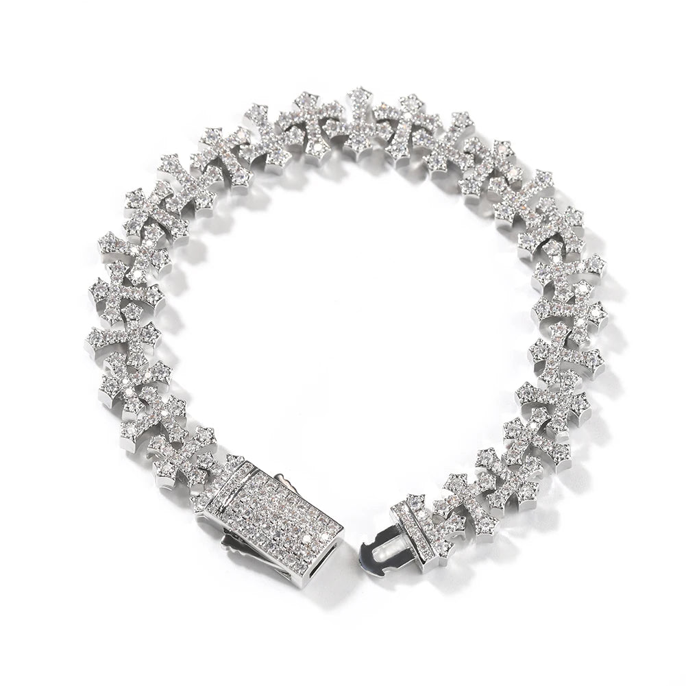 Iced Cross Chain Bracelet