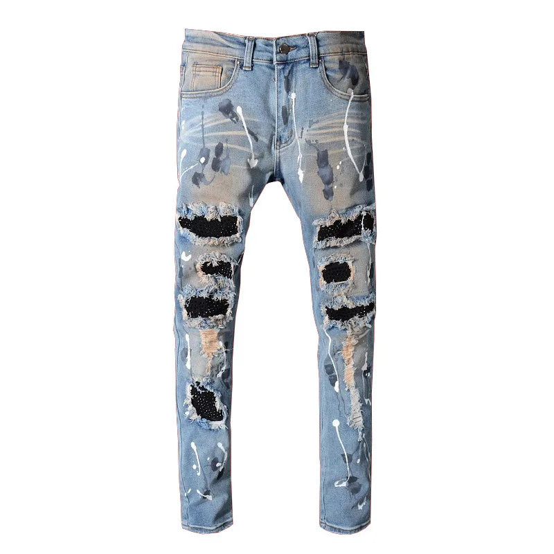 Crystals Patchwork Jeans