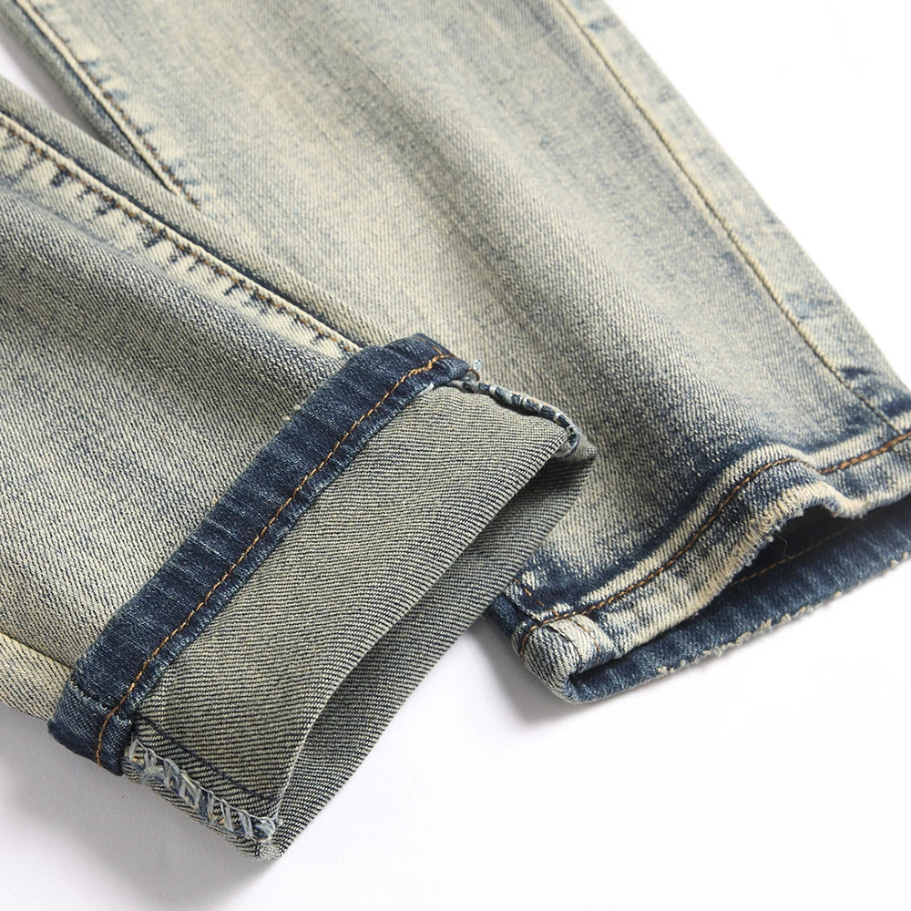 Red Snake Embroidery Denim Jeans