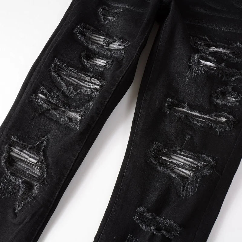 Black Distressed Bandanna Jeans