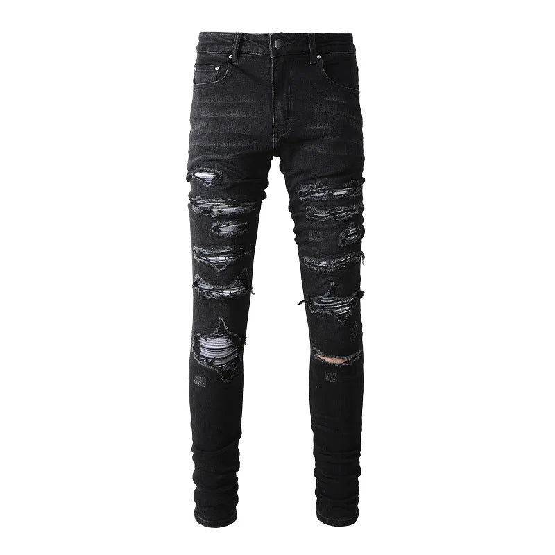 Black Distressed Bandanna Jeans