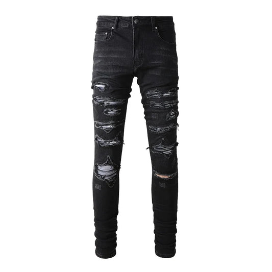 Black Distressed Bandanna Jeans