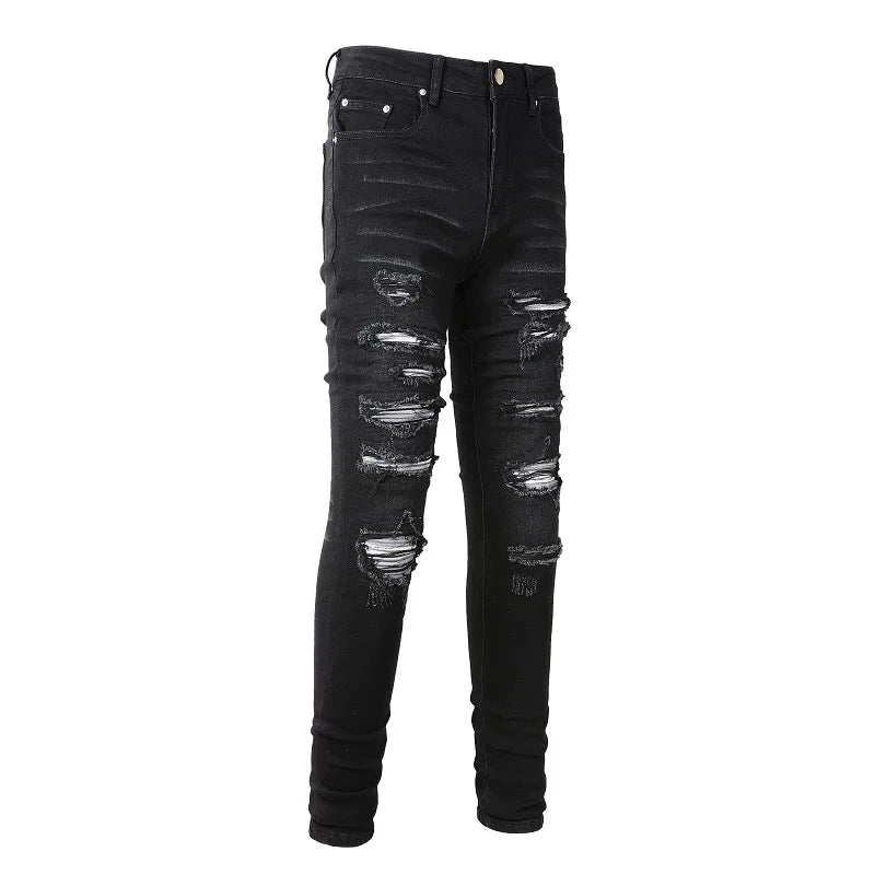 Black Distressed Bandanna Jeans