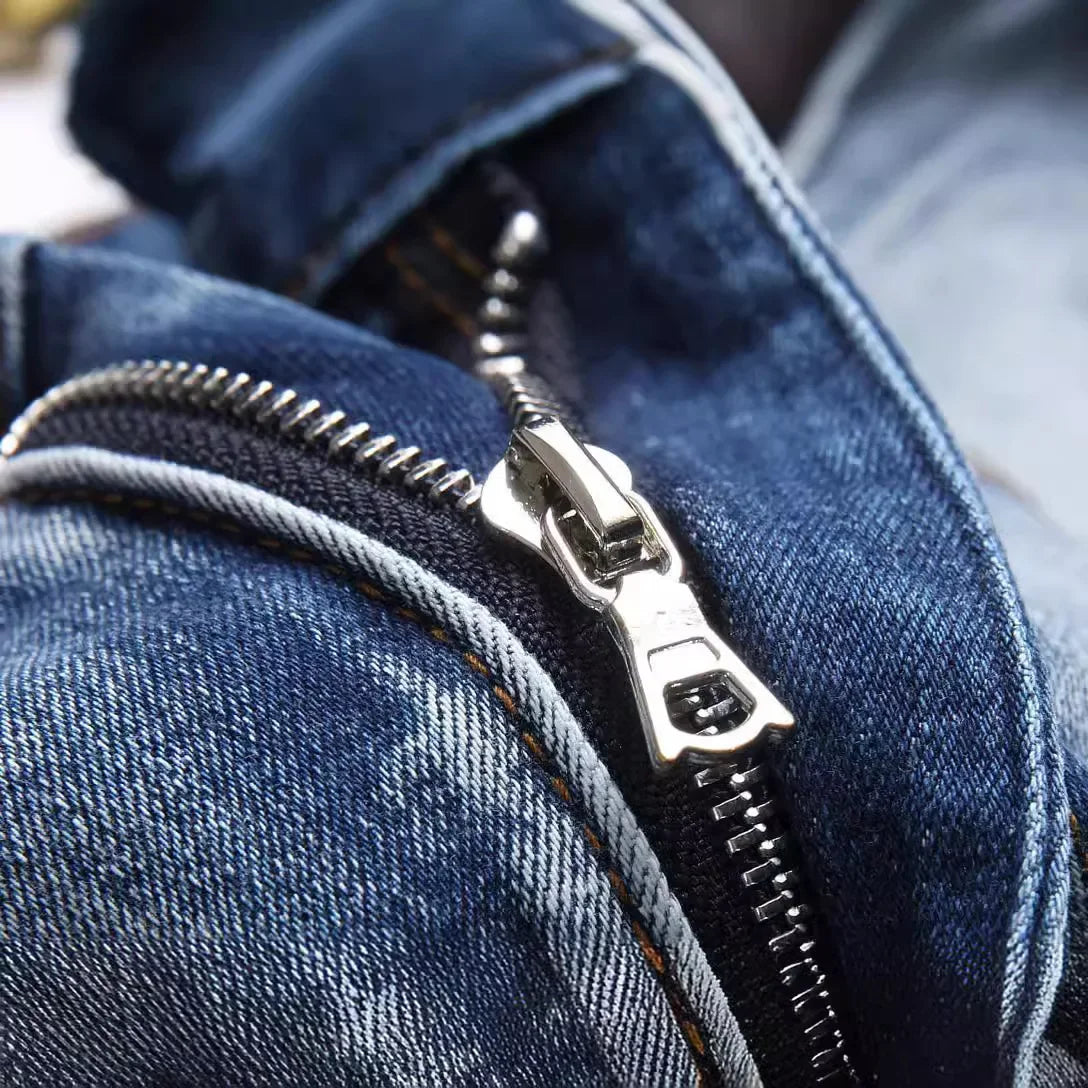 Blue Snake Embroidery Jeans