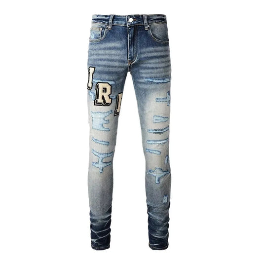 AMR Letter Patch Jeans