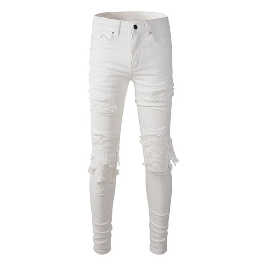 White stretch ripped jeans