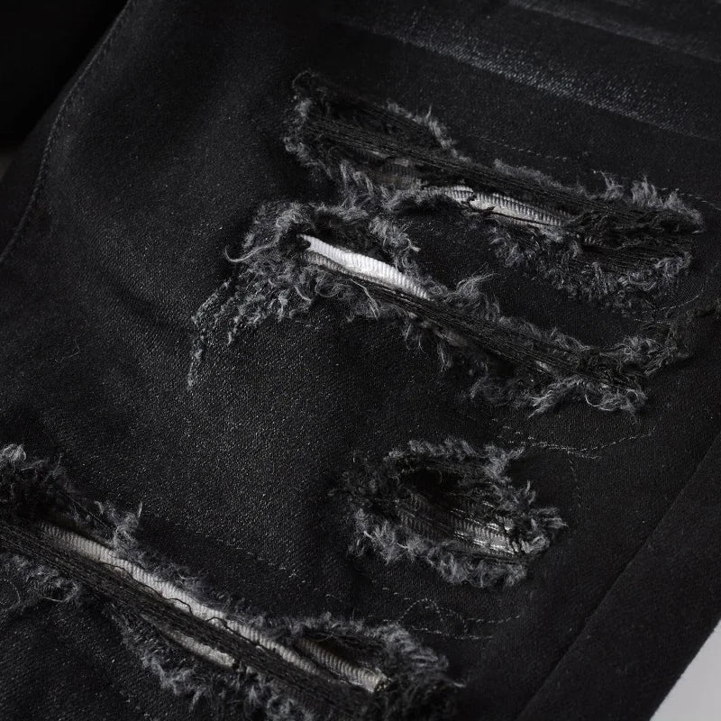 Black Distressed Bandanna Jeans