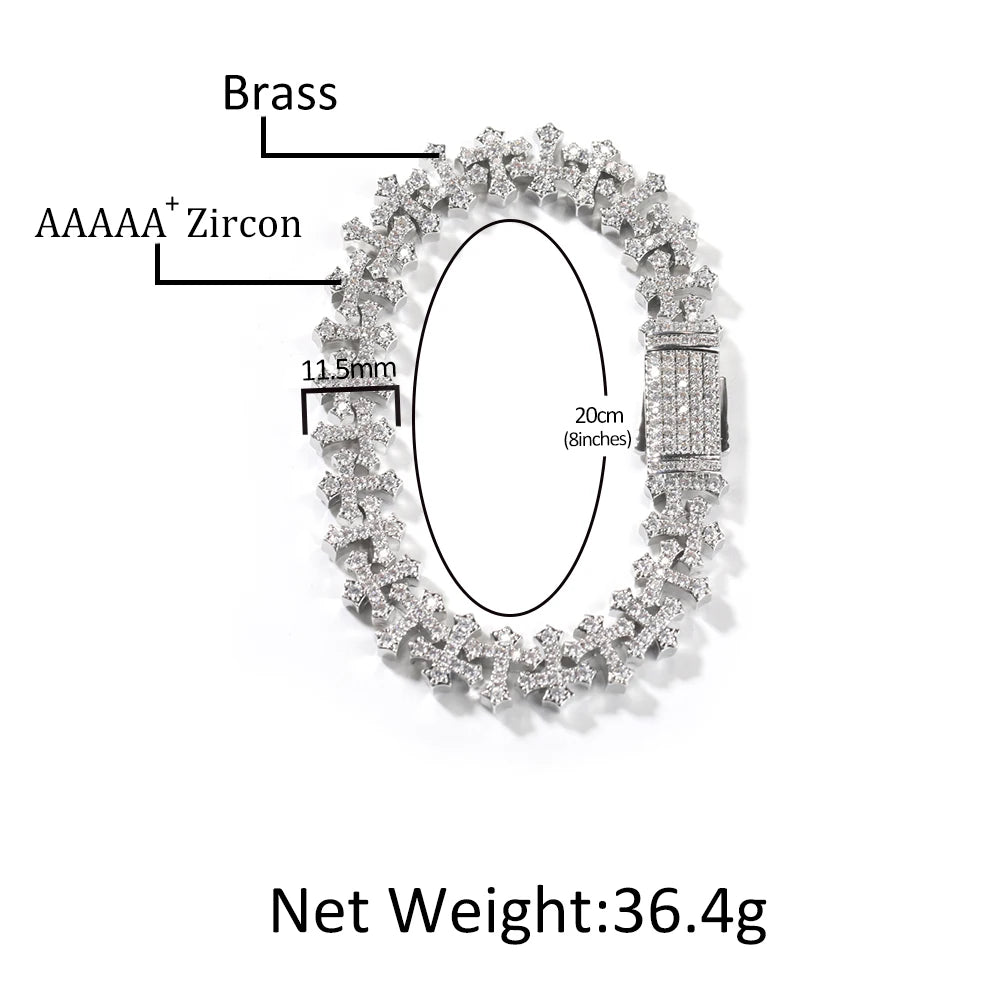 Iced Cross Chain Bracelet