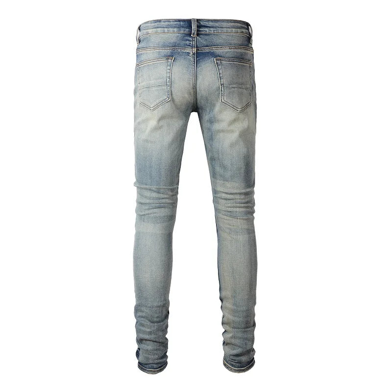 Pleated Patchwork Pink Jeans