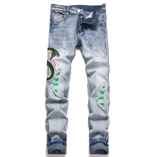 Snake Embroidery Jeans
